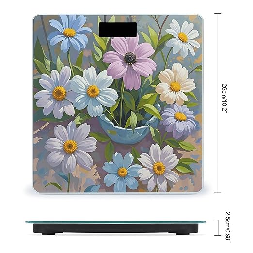 Color Flower Painting Smart Scale for Body Weight Accurate Bathroom Scale with LED Display Digital Weight Scales Weighing Machine High Precision Scales for Bath Home