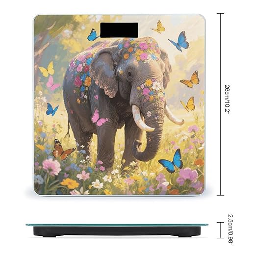 Butterfly Elephant Weight Scale Large Digital Bathroom Scales with Bright LED Display Non Slip Digital Scale and Step On Fashion Weighing Machine for Body