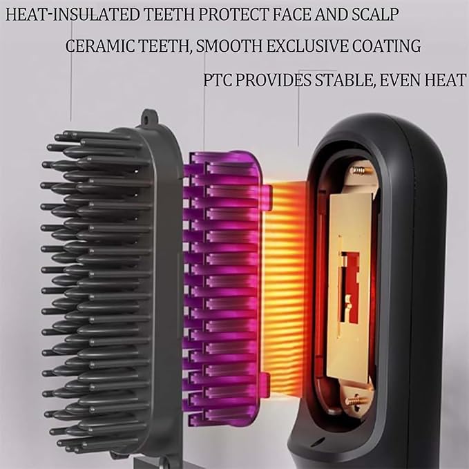 Straightener Brush - Hair Styling Comb Travel Hair Straightener LED Screen Controller Brushes Professional Styling Tool Portable Wet Dry Device for Home Beach Salon Trip Grooming