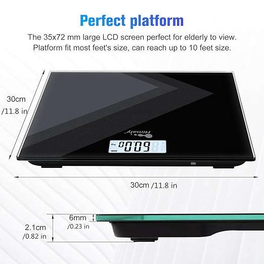 himaly Digital Body Weight Scale USB Rechargeable Bathroom Scale with Step-On Technology Back Light Display Digital Weight Scale 400Ibs/180kg Capacity 6mm Tempered Glass
