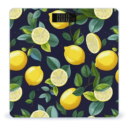Lemon Fruit Bathroom Scale Large LCD Backlight Display Digital Scale Rounded Corners Body Scales Automatic Power On/Off Bathroom Scales for Home Bedrooms