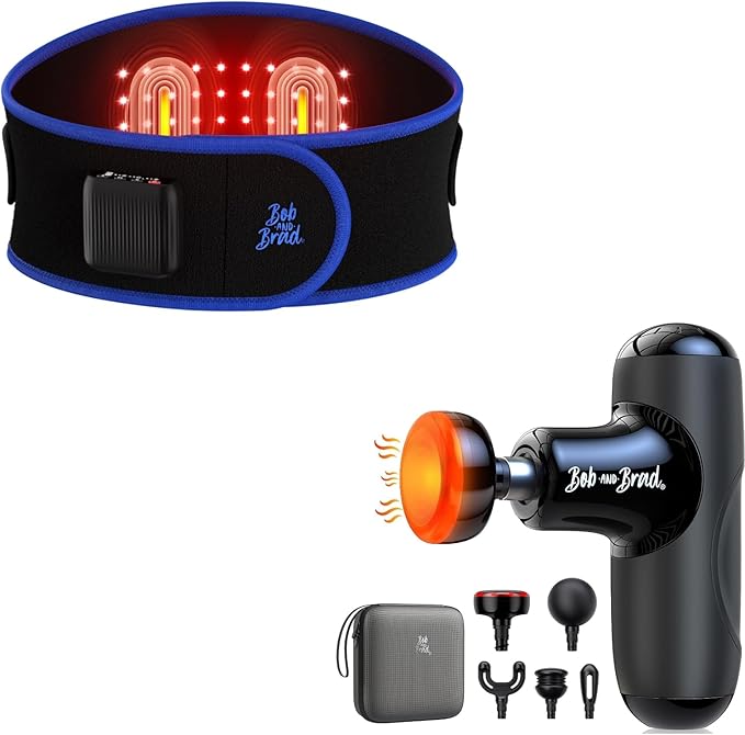 BOB AND BRAD Q2 Plus Mini Massage Gun with Heat+ ThermoRed Heating Pad Belt Massager for Lower Back Support