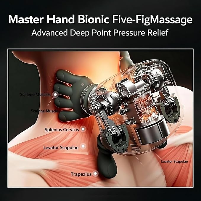 Neck Massager with Heat Bionic Heated Shoulder and Back Massager Simulated Human Palm Massage for Muscle Tension Relief Portable Wireless Shiatsu Massage Master
