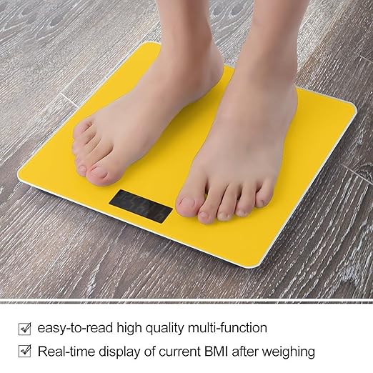 Milk Duck YellowScale for Body Weight with LCD High Precision Weighing Scales Fashion Sturdy Tempered Glass Weight Scales Easy-to-Read Digital Bathroom Scale for Daily 400lb