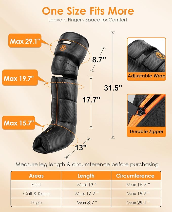 Leg Massager with Heat and Compression - Foot Calf Thigh Massage for Circulation and Pain Relief Professional Compression Boots with 6 Modes 9 Intensity 4 Heat Gifts for Mom Dad