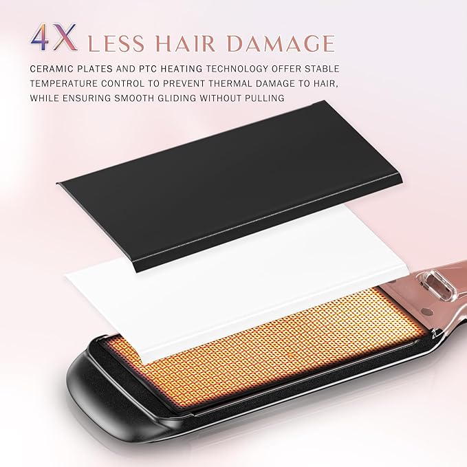 DORISILK 500 Degree Flat Iron 1 Inch &amp 1.75 inch Hair Straightener Set