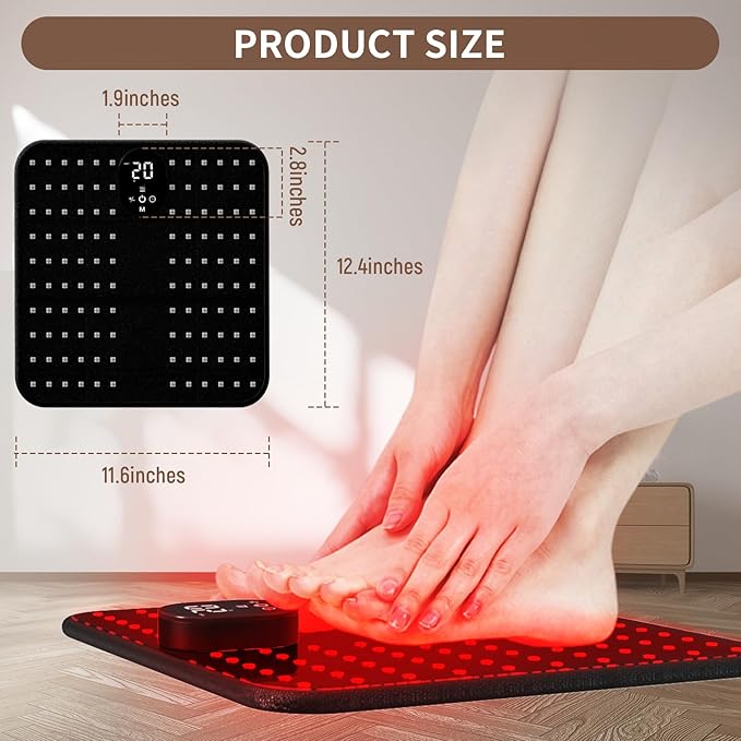 Red Light Therapy for Feet Cordless Infrared Light Therapy Foot Mat 8 Modes Red Light Therapy Pad for Feet with 660nm Red &amp 850nm Near Infrared LEDs Heat &amp Timer