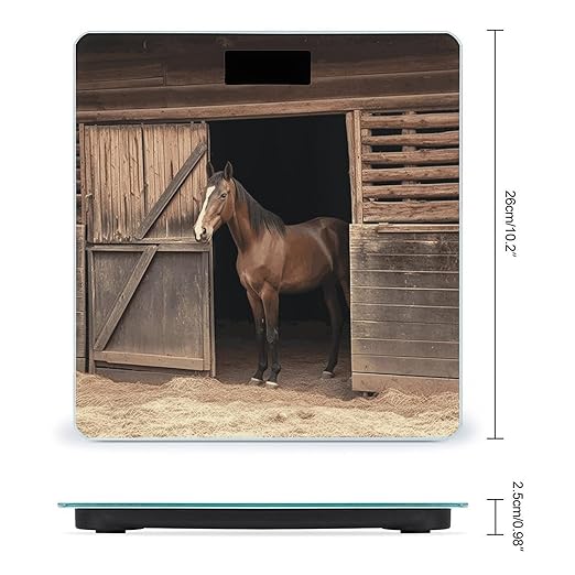 Barn Horse Digital Bathroom Scale for Body Weight with High Precision Digital Weighing Scale with BMI Clear LCD Display and Step-On Measures Weight Up to 180kg