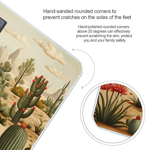 Cactus and Other Patterns Scale for Body Weight Highly Accurate Digital Bathroom Scale Sturdy Tempered Glass Weighing Scales with LCD Display Fashion Body Fat Smart Scales 400lb