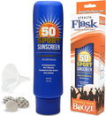 Hidden SPF50 Sunscreen Lotion Flasks 2 Pack by Smuggle Your Booze - 5 Tamper-Proof Seals | Discreet Plastic Flask for Liquor Disguise for Cruises Travel Concerts Festivals | 10 oz Each |