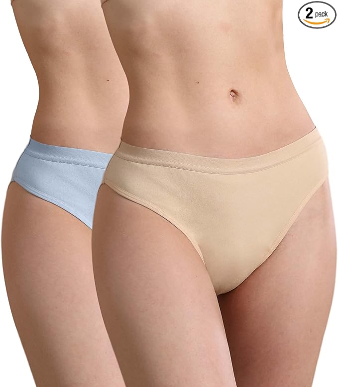 Washable Incontinence Underwear for Women 2 oz Ladies Leak Proof Briefs for Postpartum Bladder Control 2 Pack (Beige-Light Blue XL)