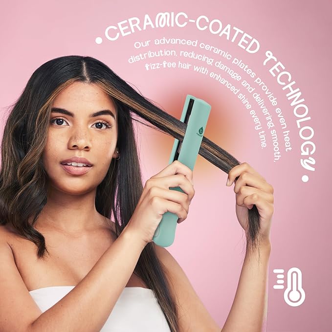 PURSONIC Cordless Hair Straightener – USB Rechargeable Ceramic Plates 3 Temperature Settings Up to 40 Minutes Battery Life Travel-Friendly