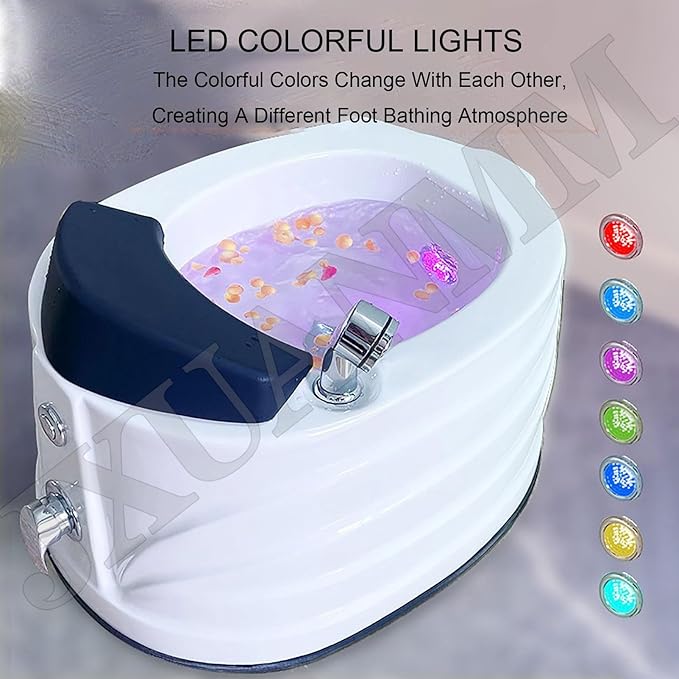 Portable Foot Spa Bathtub Acrylic Foot Bath Deep Foot Bath Spa with Massage can Automatically Drain and Adjust Hot and Cold Water Home Foot Spa Pedicure Bowl Foot Detox Bucket Tub for Treatme D