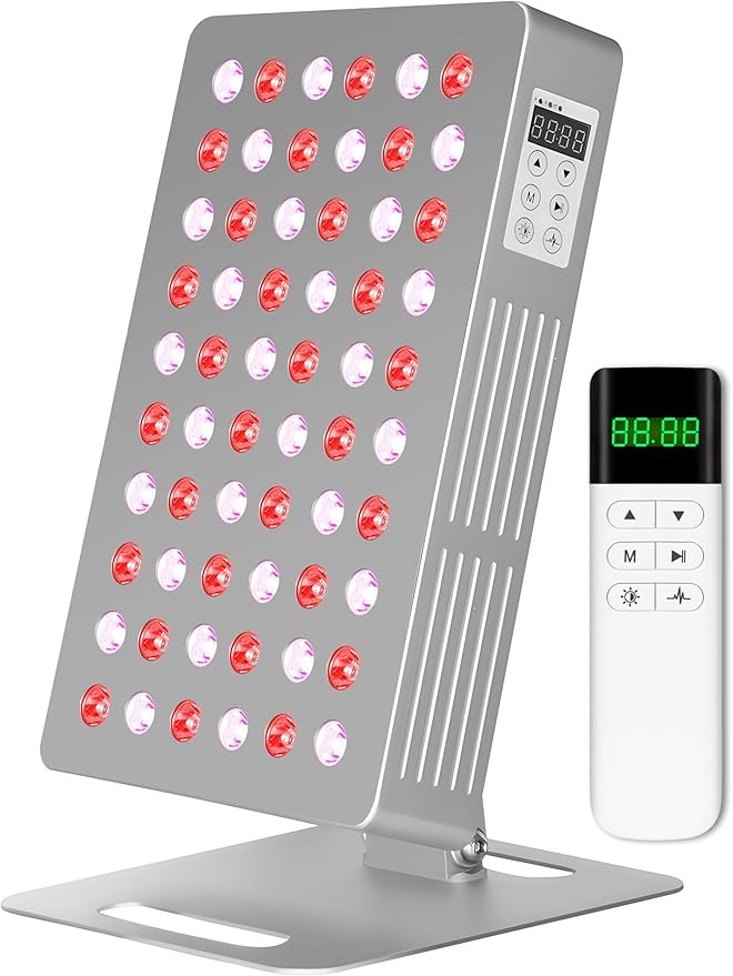 Red Light Therapy Panel Device 630-850nm 5 Wavelengths Red &amp Near Infrared Light Therapy Touch Screen LED Light Therapy Lamp 60 LEDs Adjustable Brightness Pulse &amp Mode