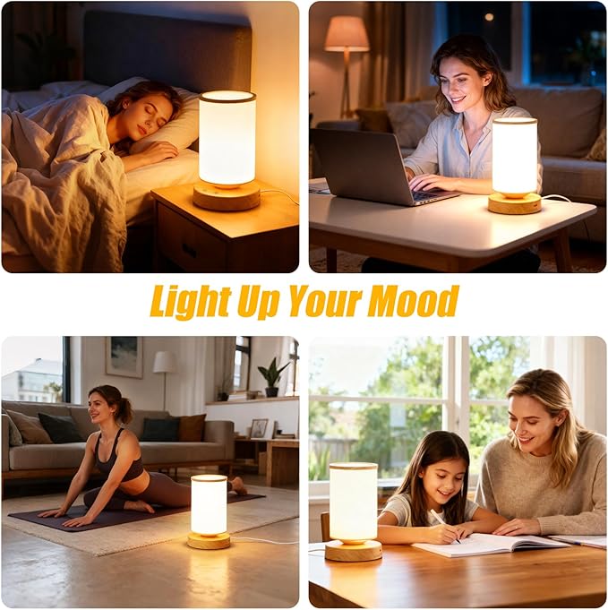 Light Therapy Lamp 10000 Lux Sunlight Lamp with Remote Control 3 Color Temperatures &amp 4 Brightness Levels Full Spectrum Light Ideal as Desk Bedside Lamp &amp Gift for Home/Office