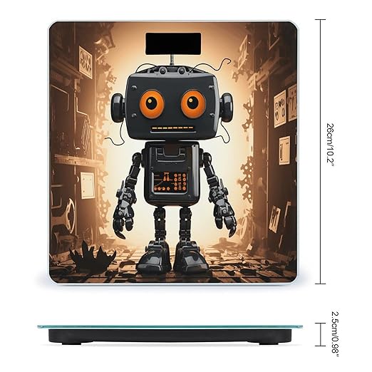 Black Robot Bathroom Scale Rounded Smart Scale for Body Weight Automatic Power On/Off Weight Scales Accurate Bathroom Digital Scales for Pet Home Bedroom Kitchen