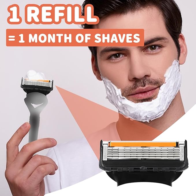24 Replacement Razor Blades for Men – Compatible with Gillette ProGlide &ampRazor Systems 5-Blade Refills Wet Shave Value Pack Smooth &amp Precise
