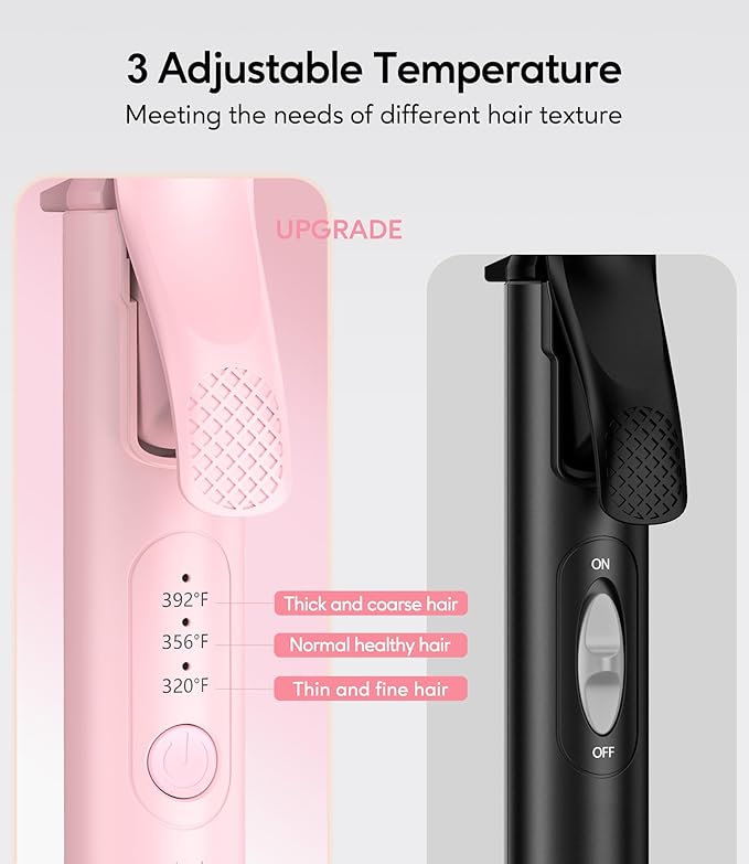 FARERY Mini Curling Iron 1 Inch Ceramic Mini Hair Curler with 3 Adjustable Temp Auto-Off 100-240V Dual Voltage for Travel Infused with Keratin &amp Argan Oil Travel Size Curling Iron with Storag