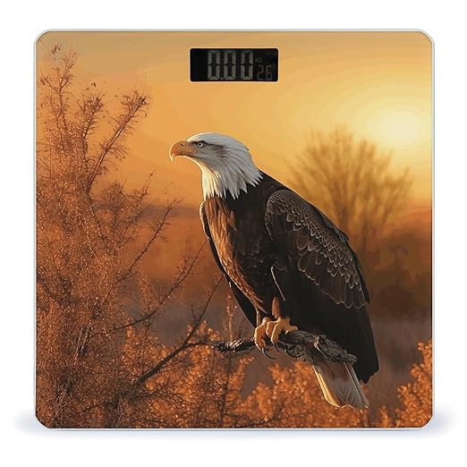 Digital Bathroom Scale for Body Weight Scale with Bright LCD Display High Accuracy Step-On Technology Auto On/Off Golden Sunset Bald Eagle Digital Scales 400 Lbs /180kg