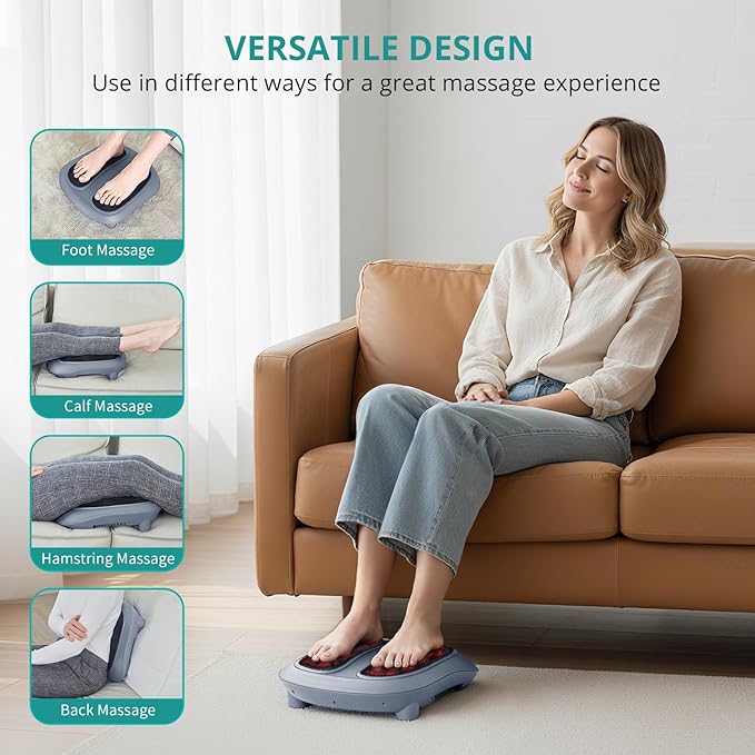 Nekteck Foot Massager with Heat Heated Foot Massager for Plantar Fasciitis Pain Relief and Circulation Shiatus Electric Under Desk Feet Massager Machine Gifts for Men Woman Him Her Mon Birthday