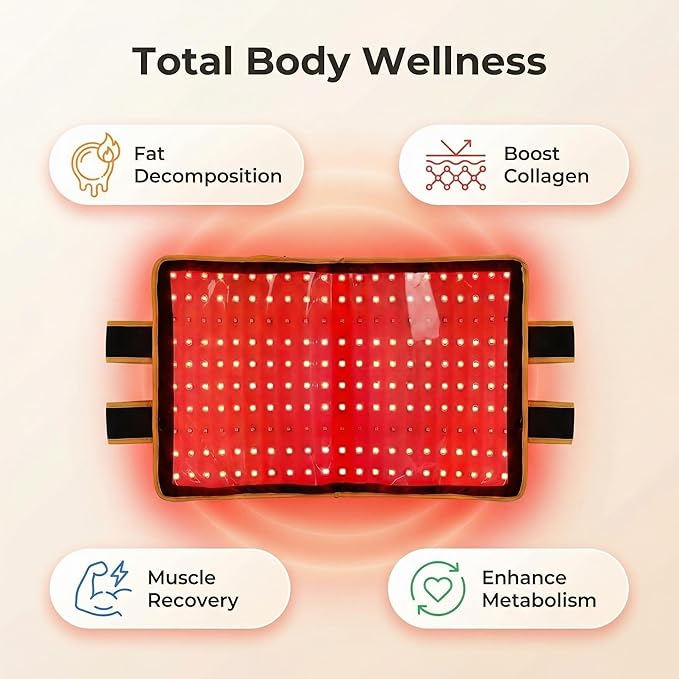635/850nm Red Light Therapy Belt Lipo Wrap Mat Body Slim Belly PadLarge Size 210 Light Beads Especially Suitable for Removing Abdominal and Thigh Fat