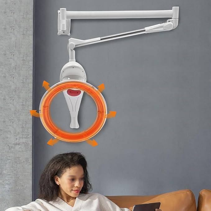 Multifunctional Hair Treatment Machine Wall Mount Orbiting Rotating Hair Care Machine 950W Home Salon Hair Perming Machine for Baking Oil Hair Coloring Hair Perming (White)
