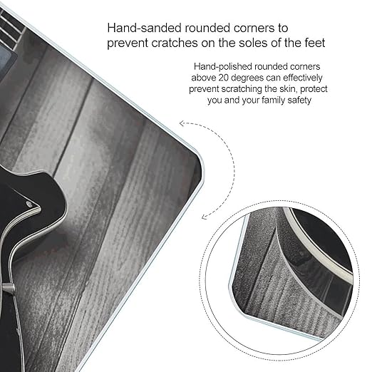 Vintage Guitar Scale with LCD Easy-to-Read Anti-Slip Weight Digital Bathroom Scale Precision Weighing Scales Sturdy Tempered Glass Body Weight Scales for Daily Use