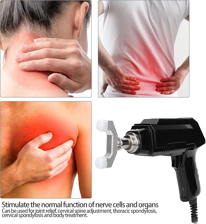Electric Chiropractor Heat Resistant Chiropractor with 6 Levels of Regulable Force Correction Tool with Six Interchangeable Massage Heads(US)