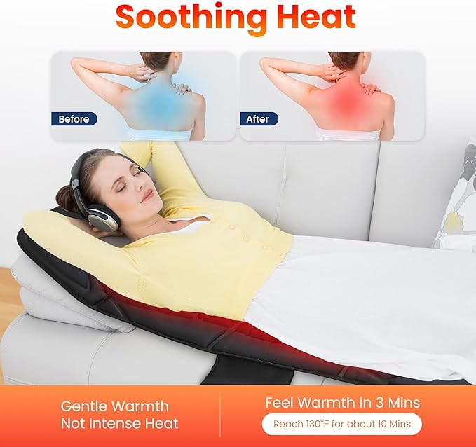 COMFIER Full Body Massage Mat Pad Heating Vibrating Massage Chair Pad with 10 Vibration Motors 5 Massage Modes and Auto Shut Off Gift for Men Women