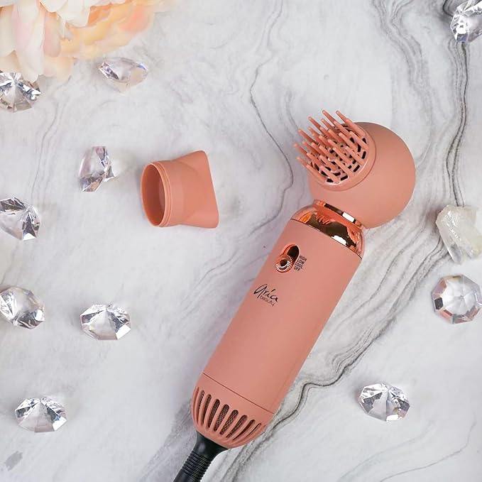 Aria Beauty Too Cute Compact Hair Dryer - Lightweight Portable Blow Dryer with High or Low Settings - Negative Ionic Technology - Rose Gold - 1 pc
