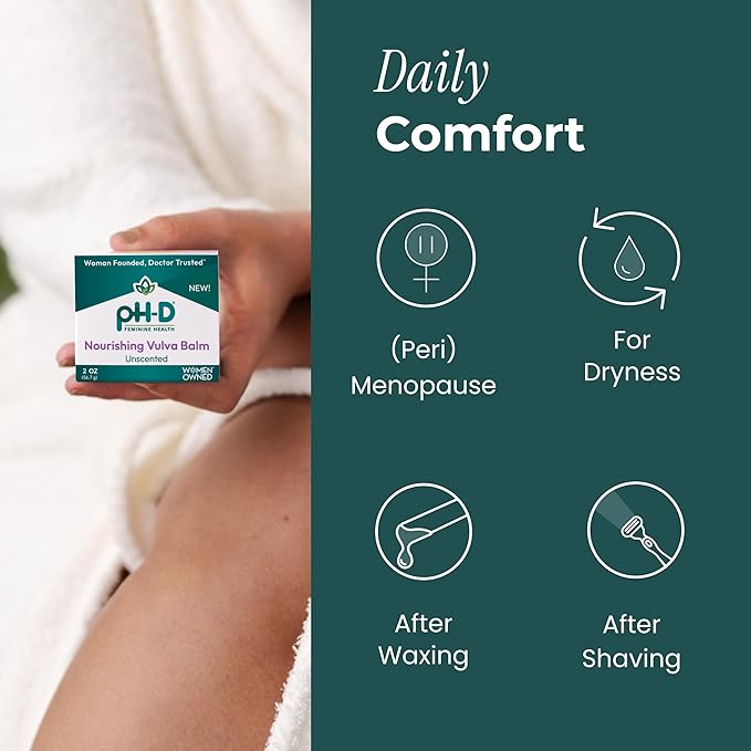 pH-D Feminine Health Support Nourishing Vulva Balm - Vulva Moisturizer for Dryness Menopause Support Intimate Care - Reduces Vulvar Dryness - 2 oz