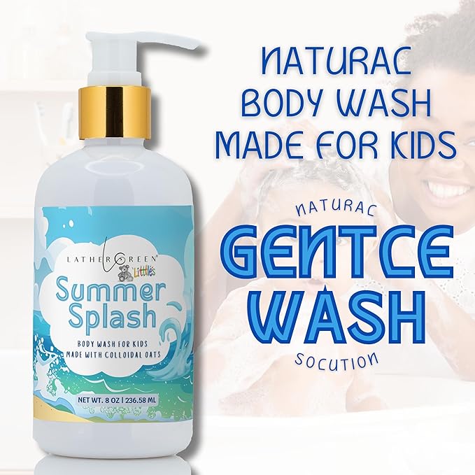 Kids Body Wash – Plant Based Gentle Moisturizer with Shea Butter – Safe for Sensitive Skin – Summer Splash – 3 Pack (8 oz Each)
