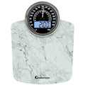 Adamson Hybrid 2-in-1 Analog &amp Digital Weighing Scale for Body Weight up to 400lbs - Thick Tempered Glass - Extra Large Display - Easy to Read Digital Bathroom Scale - New - Marble White