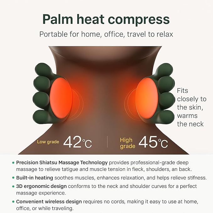 N7 Master Hand Shoulder and Neck Massager Cervical MassagerSiasoo Neck Massager Shoulder Pro3D Ergonomic Design for Relief &amp Relaxation Cordless Back Massager for Home Office (1pcs)