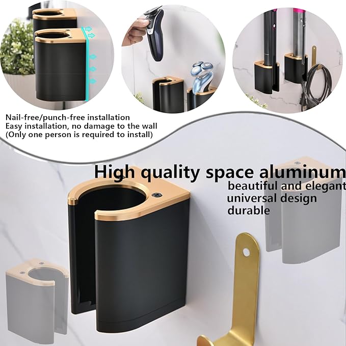 Wall Mount Holder Compatible with Dyson Airstrait HT01 Straightener Metal Storage Bracket Shelf for Airwrap/Corrale/HS03/HS01/SH05 Hair Straightener