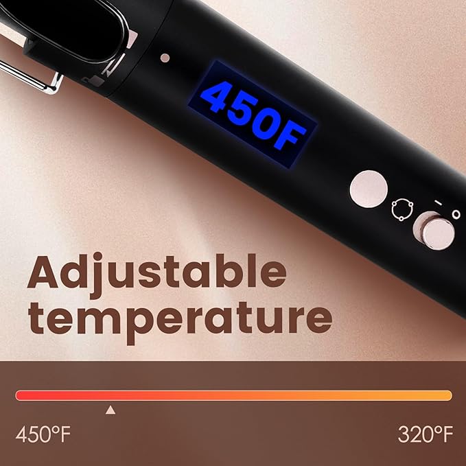 Bo'laiya 5 in 1 Curling Wand Set with Temperature Display Curling Iron Set with 5 Interchangeable Ceramic Curling Wands Instant Heat Up Suitable for All Hair Types (Rose Gold)