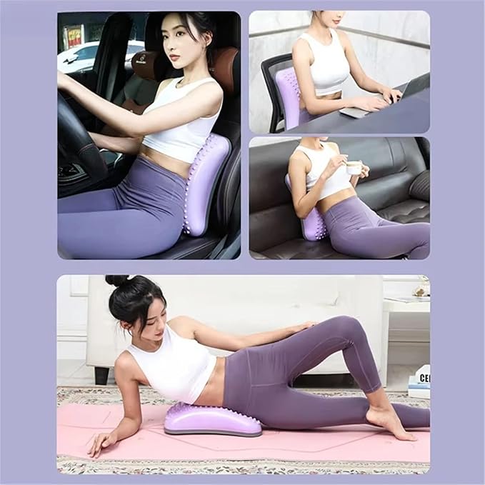 Inflatable Lumbar Back Massage Stretcher with Massage Point 1Pcs(Silver)