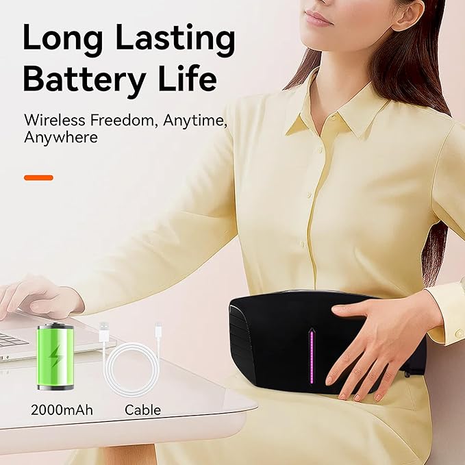 Dual Kneading Disc Abdominal Massager with Heat - Stomach Massager for Digestion Belly Cellulite Machine for Flattening Belly &amp Muscle Relief Relieves Discomfort Caused by Period Cramps Gas (bl