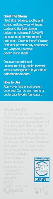 Colorescience Calming Perfector Face Primer Water Resistant Mineral Sunscreen Broad Spectrum 20 SPF UV Skin Protection 1 Fl oz