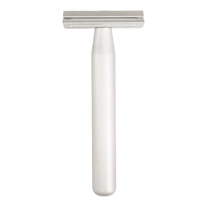 Aluminum Double Edge Safety Razor - Raw Silver | Three Piece Double Edge Safety Razor