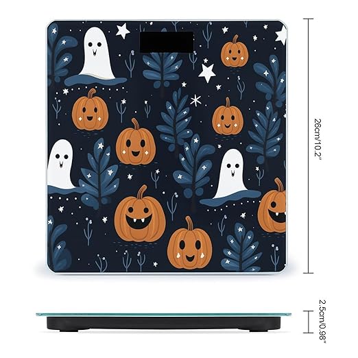Cartoon Pumpkin Head Bathroom Scale for Body Weight Bathroom Weighing Scale with Backlit LCD Display Highly Accurate Measures Weight Up to 180kg