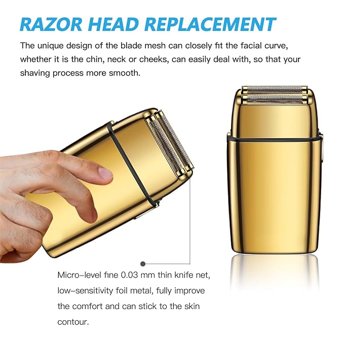 Upgraded Version Gold Double Foil and Cutters Replacement Set for Foil Shaver