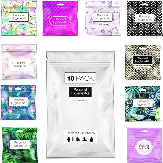 Assorted Menstrual Kit All-in-One 60 Pack | Convenience on The Go | Period Kit Pack for Travelling Tweens &amp Teenagers or just When You’re Out | Individually Wrapped Feminine Hygiene Product