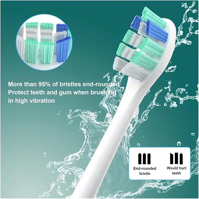 12/16pcs Replacement Toothbrush HeadsCompatible for HX6730/HX6721/HX3216/HX9362/HX3210/HX6013/HX9063/HX6063(16pcs)