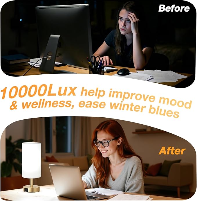 Dicoool Light Therapy Lamp 10000 Lux Sun Lamp with Remote 3 Color Temperature &amp Stepless Dimming Happy Sunlight Lamp Daylight Lamp for Home Office Gold Decoration Use As Lift Mood Happy Lif