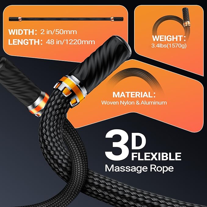 HYAKO S1 3D Flexible Pro Back Massage Rope - Handheld Vibration Therapy Massager &amp Hands-Free for Lower Back Pain Relief 3000-7000 RPM Deep Tissue Muscle Massage GunIdeal for AthletesGym &amp