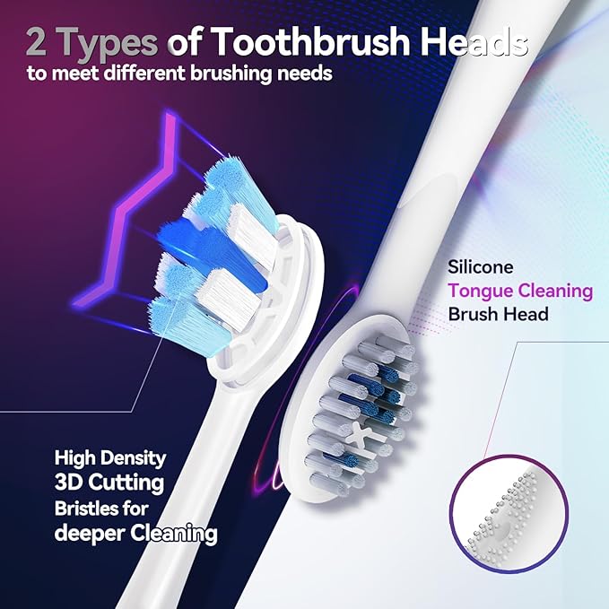 SEAGO Electric Toothbrush with 8 Soft Bristle Heads for Adults Pressure Sensor 5 Modes with 2 Minutes Build in Smart Timer Rechargeable Travel Toothbrush with Brush Hold and Travel Case(2752Blue)