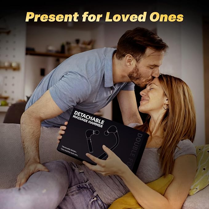 G4D Fascia Gun with Detachable U-Shape Long Handle 10mm Deep Tissue Percussion Brushless Motor Up to 2800 RPM Type-C Fast Charging Includes 4 Massage Heads for Back Neck Shoulder Relief