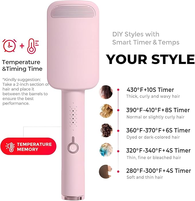 Hair Waver Crimper Ceramic Curling Iron Hair Crimper Waver 3 Barrel Beach Waves Curling Wand Anti-Scald Ionic Deep Waver Hair Curler Tool for Women Fast Heating 4 Temp (Purple)