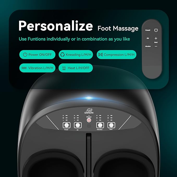 Snailax Foot Massager with Heat Compression Vibration Shiatsu Feet Massager for Plantar Fasciitis Neuropathy Remote Control Up to Size 13 Gifts for Dad Mom Heated Foot Warmer
